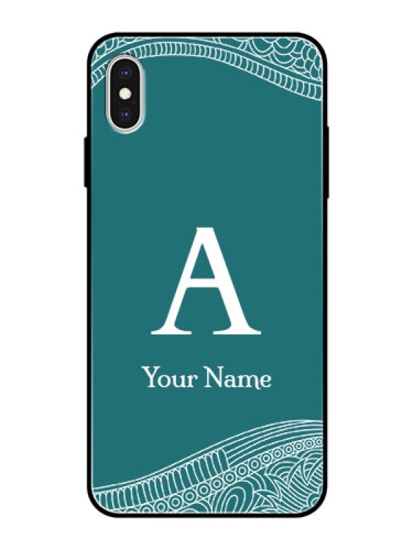 Custom iPhone Xs Max Personalized Glass Phone Case - line art pattern with custom name Design