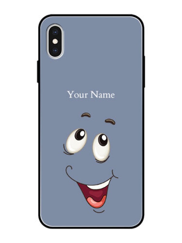 Custom iPhone Xs Max Photo Printing on Glass Case - Laughing Cartoon Face Design