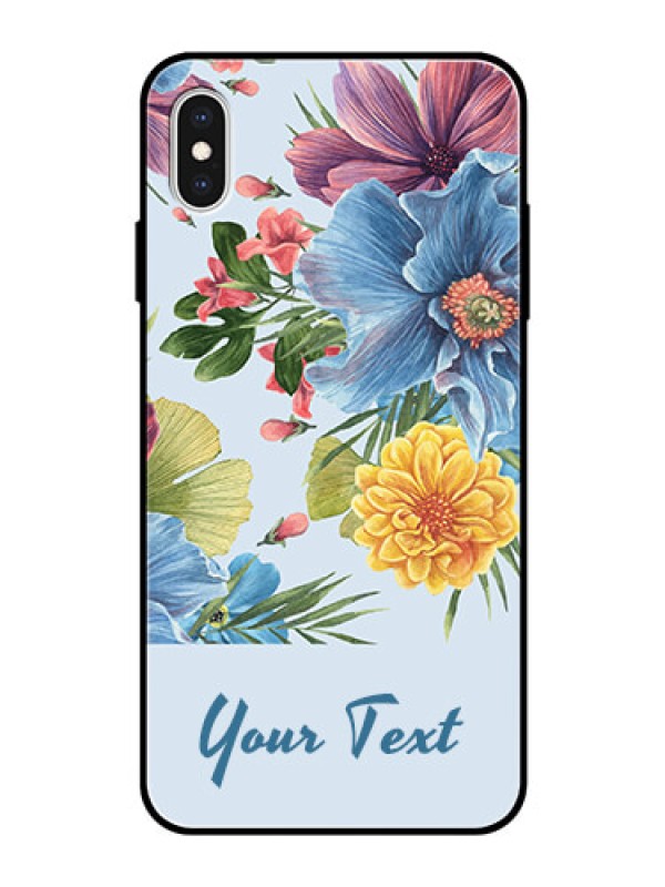 Custom iPhone Xs Max Custom Glass Mobile Case - Stunning Watercolored Flowers Painting Design