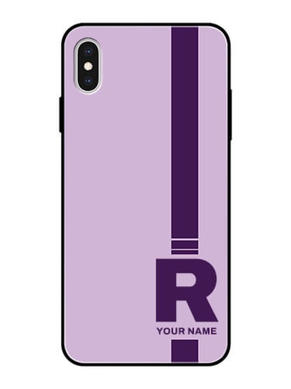 Custom iPhone Xs Max Photo Printing on Glass Case - Simple dual tone stripe with name Design