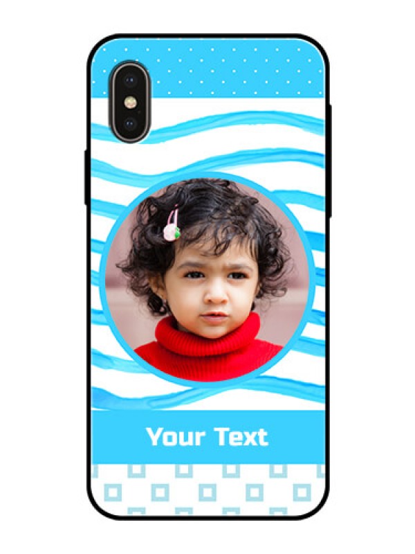 Custom iPhone XS Custom Glass Phone Case  - Simple Blue Case Design