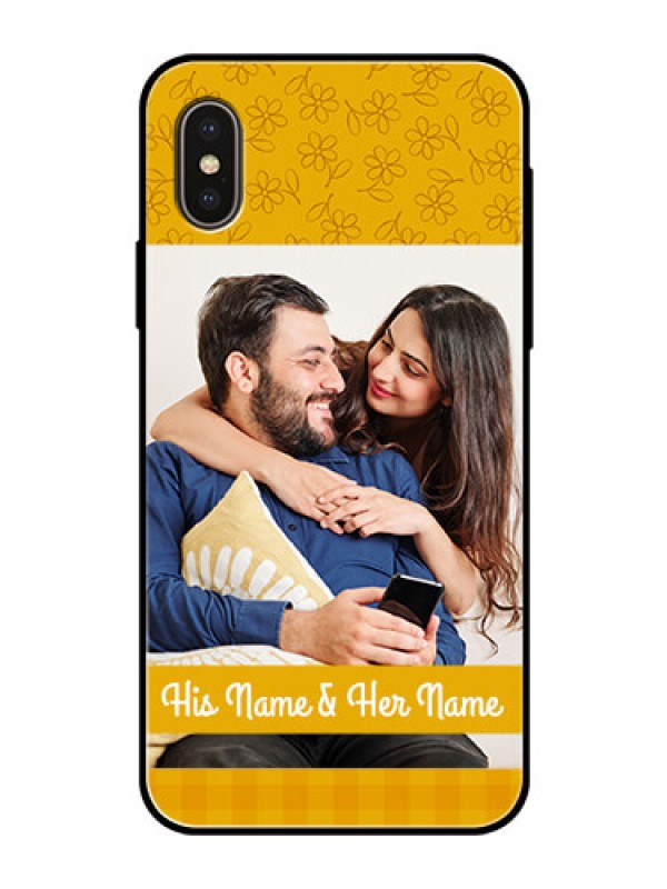 Custom iPhone XS Custom Glass Mobile Case  - Yellow Floral Design