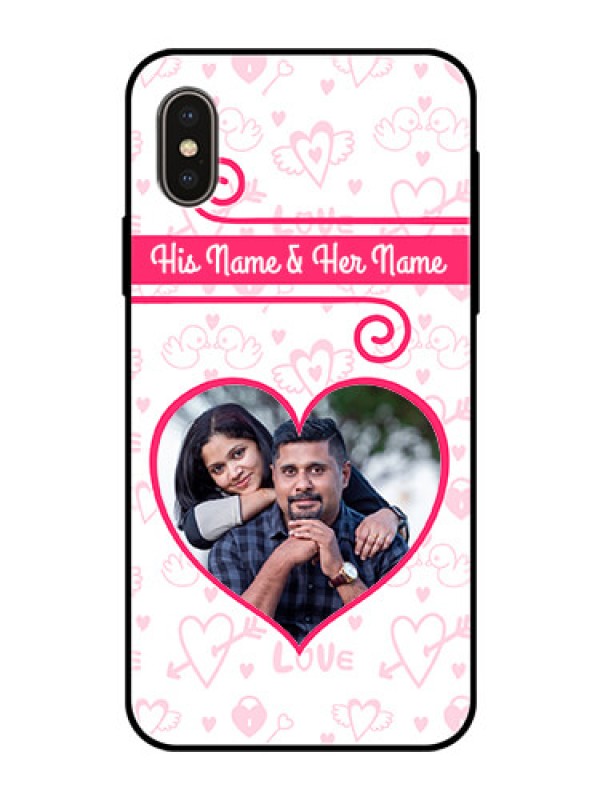 Custom iPhone XS Personalized Glass Phone Case  - Heart Shape Love Design