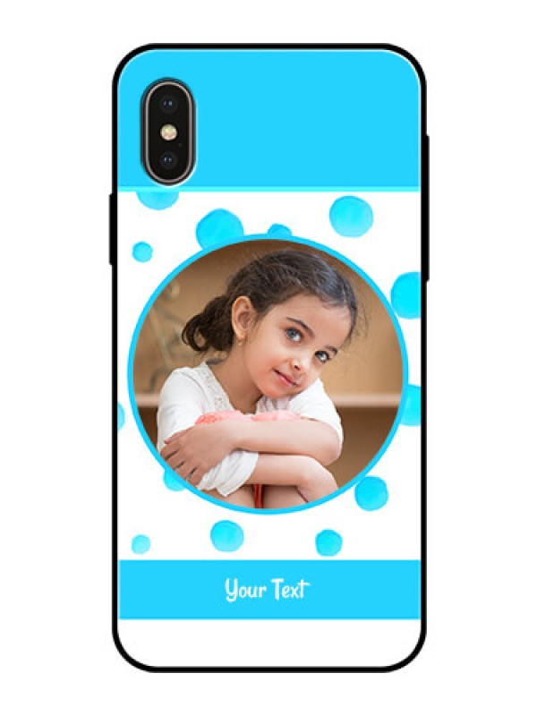 Custom iPhone XS Photo Printing on Glass Case  - Blue Bubbles Pattern Design