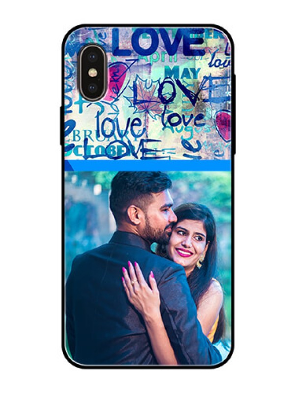 Custom iPhone XS Custom Glass Mobile Case  - Colorful Love Design