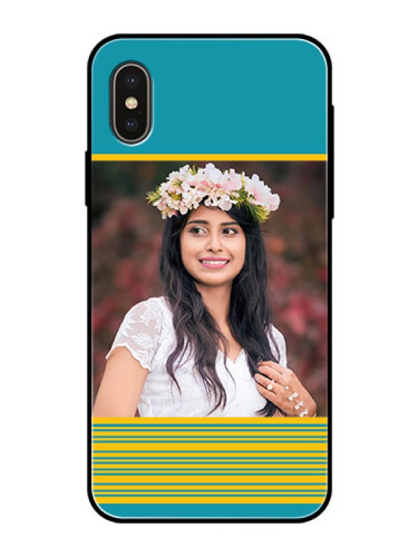 Custom iPhone XS Custom Glass Phone Case  - Yellow & Blue Design 