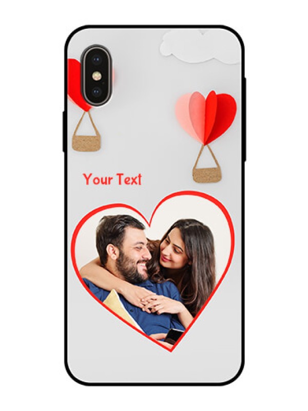 Custom iPhone XS Custom Glass Mobile Case  - Parachute Love Design