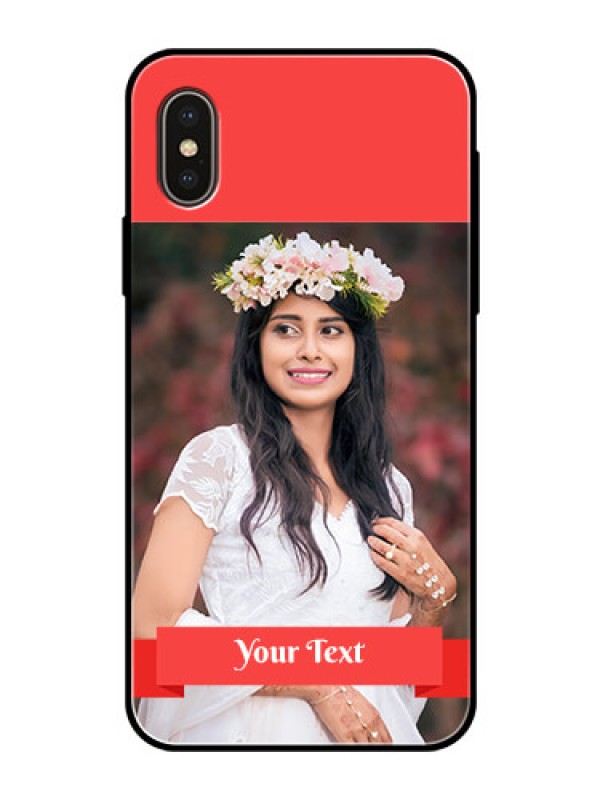 Custom iPhone XS Custom Glass Phone Case  - Simple Red Color Design
