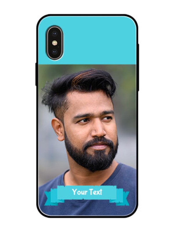 Custom iPhone XS Personalized Glass Phone Case  - Simple Blue Color Design