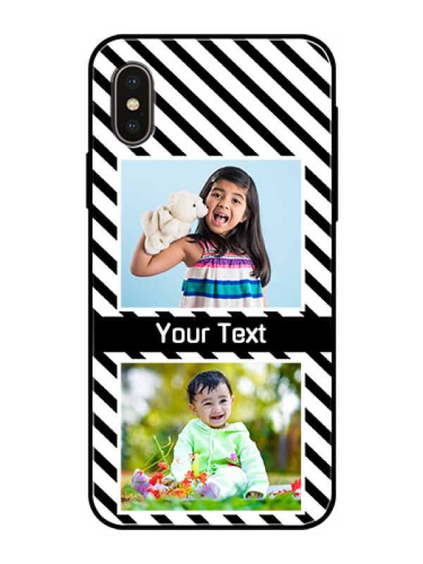 Custom iPhone XS Photo Printing on Glass Case  - Black And White Stripes Design