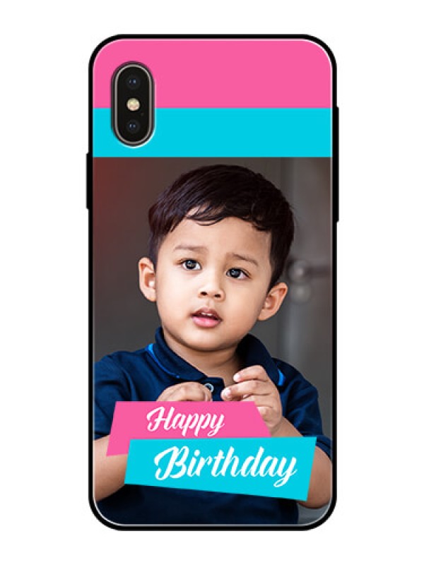 Custom iPhone XS Personalized Glass Phone Case  - Image Holder with 2 Color Design