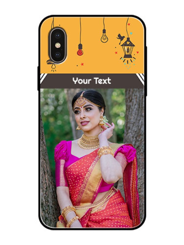 Custom iPhone XS Custom Glass Mobile Case  - with Family Picture and Icons 