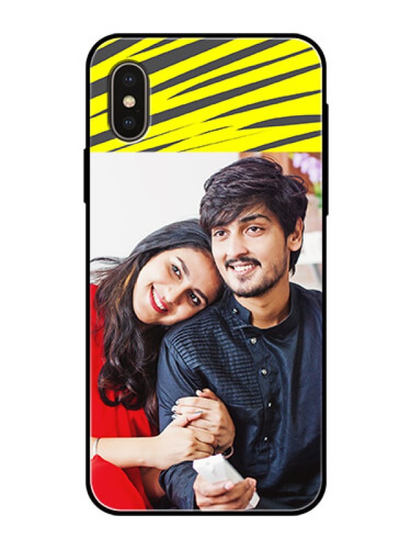 Custom iPhone XS Photo Printing on Glass Case  - Yellow Abstract Design