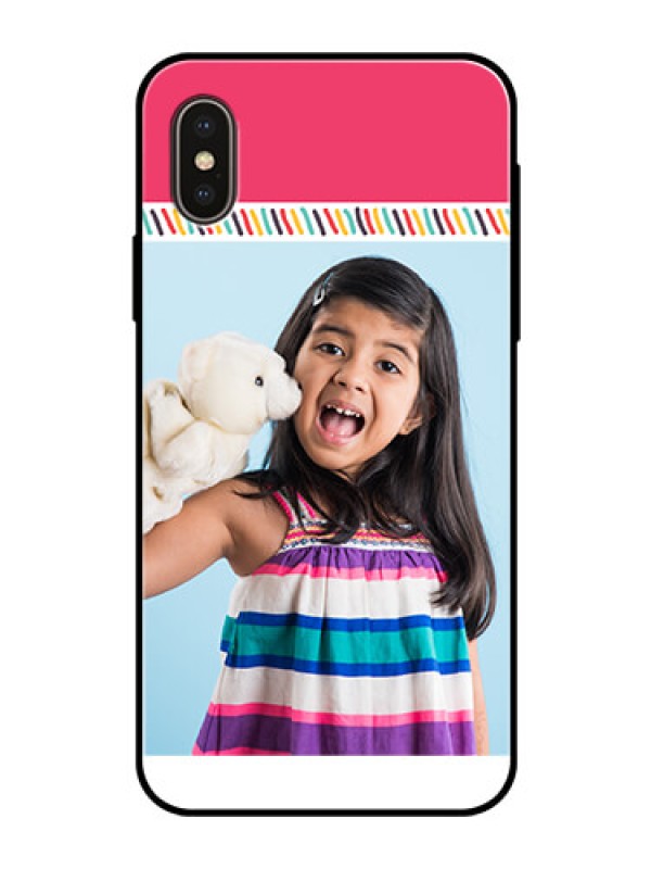 Custom iPhone XS Personalized Glass Phone Case  - Line art design