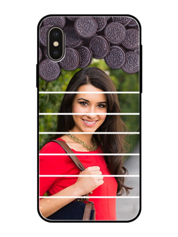 Custom iPhone XS Custom Glass Phone Case  - with Oreo Biscuit Design