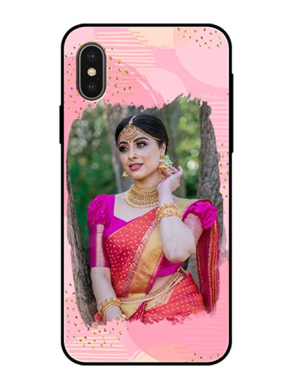 Custom iPhone XS Personalized Glass Phone Case  - Gold Glitter Splash Design