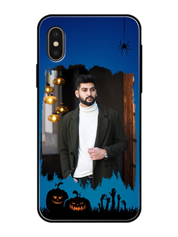 Custom iPhone XS Photo Printing on Glass Case  - with pro Halloween design 