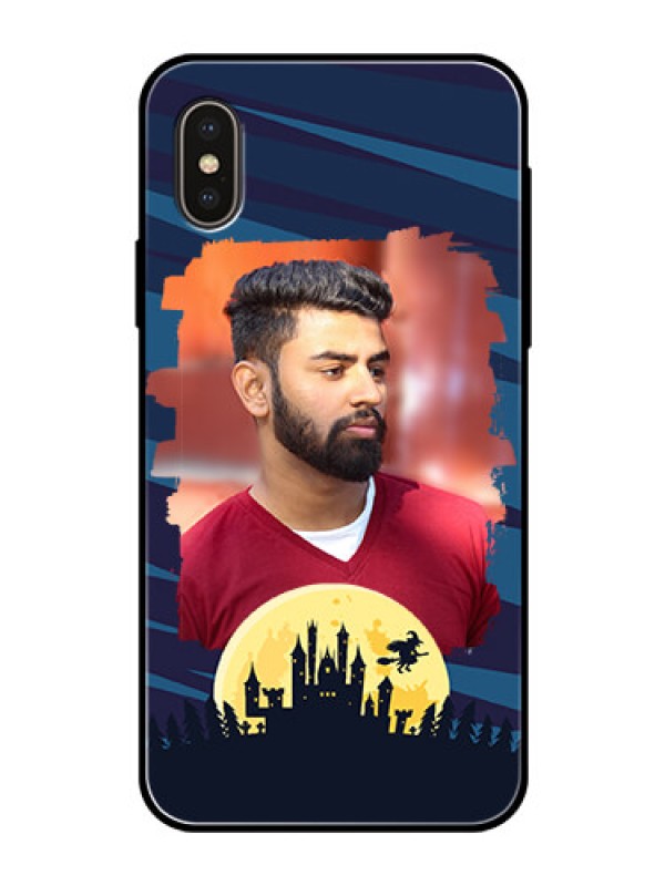Custom iPhone XS Photo Printing on Glass Case  - Halloween Witch Design 