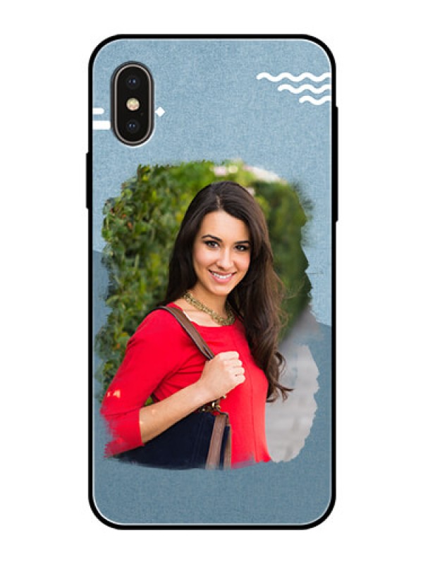 Custom iPhone XS Custom Glass Mobile Case  - Grunge Line Art Design