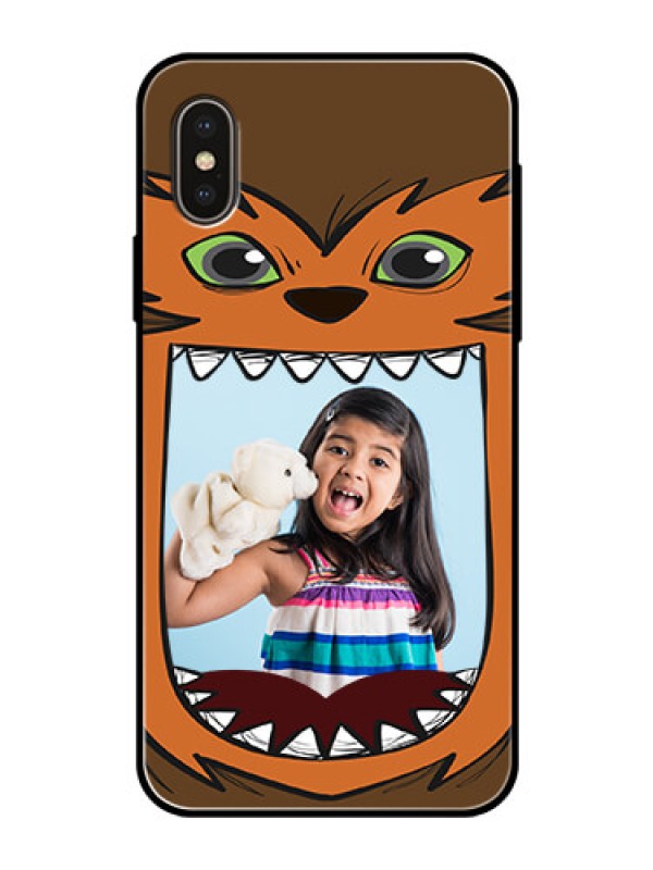 Custom iPhone XS Photo Printing on Glass Case  - Owl Monster Back Case Design