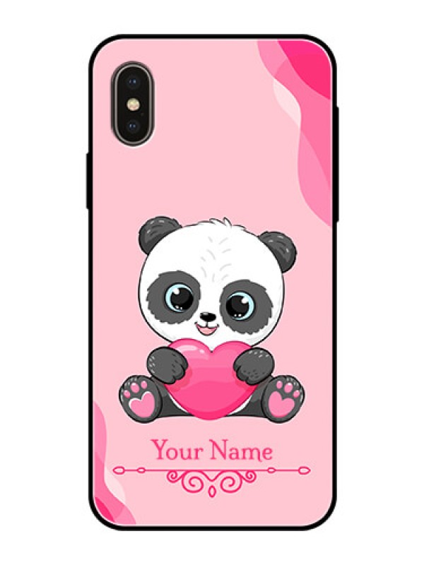 Custom iPhone Xs Custom Glass Mobile Case - Cute Panda Design