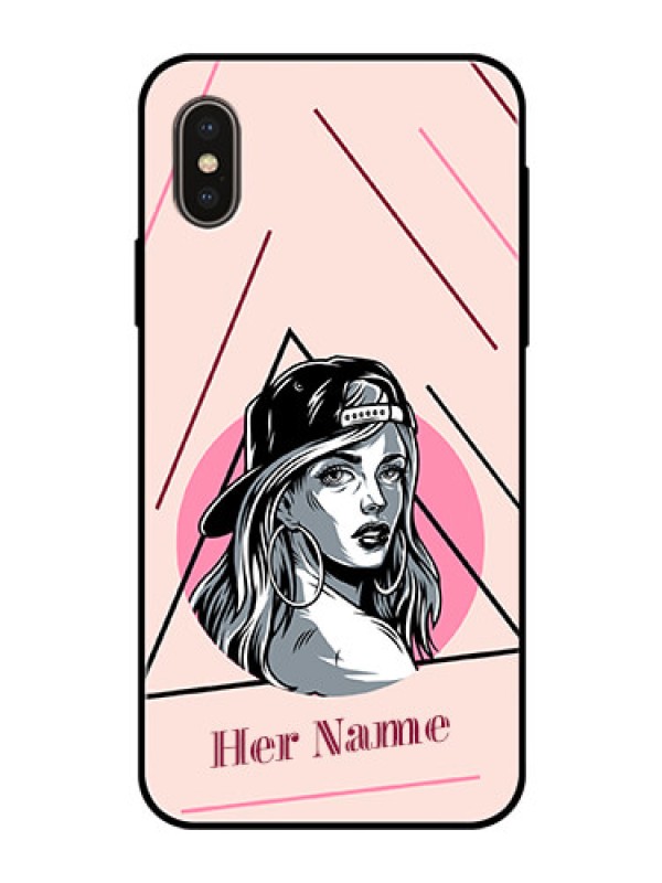 Custom iPhone Xs Personalized Glass Phone Case - Rockstar Girl Design