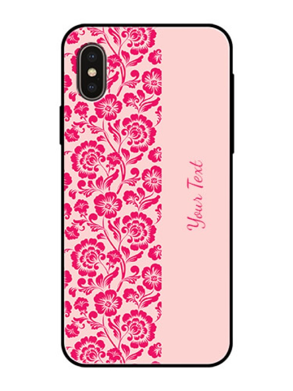 Custom iPhone Xs Custom Glass Phone Case - Attractive Floral Pattern Design