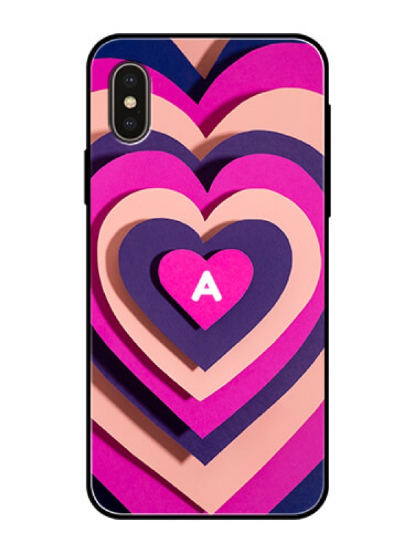 Custom iPhone Xs Custom Glass Mobile Case - Cute Heart Pattern Design
