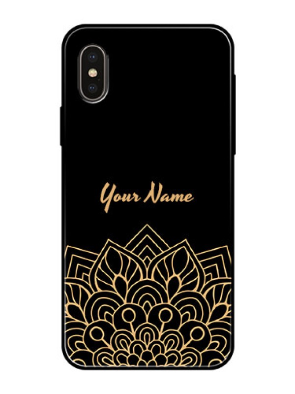 Custom iPhone Xs Custom Glass Phone Case - Golden mandala Design