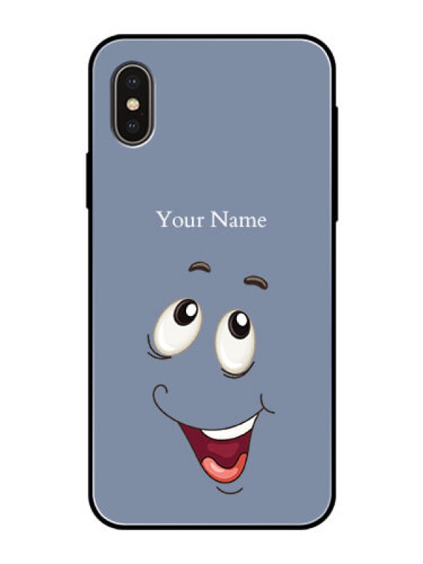 Custom iPhone Xs Photo Printing on Glass Case - Laughing Cartoon Face Design