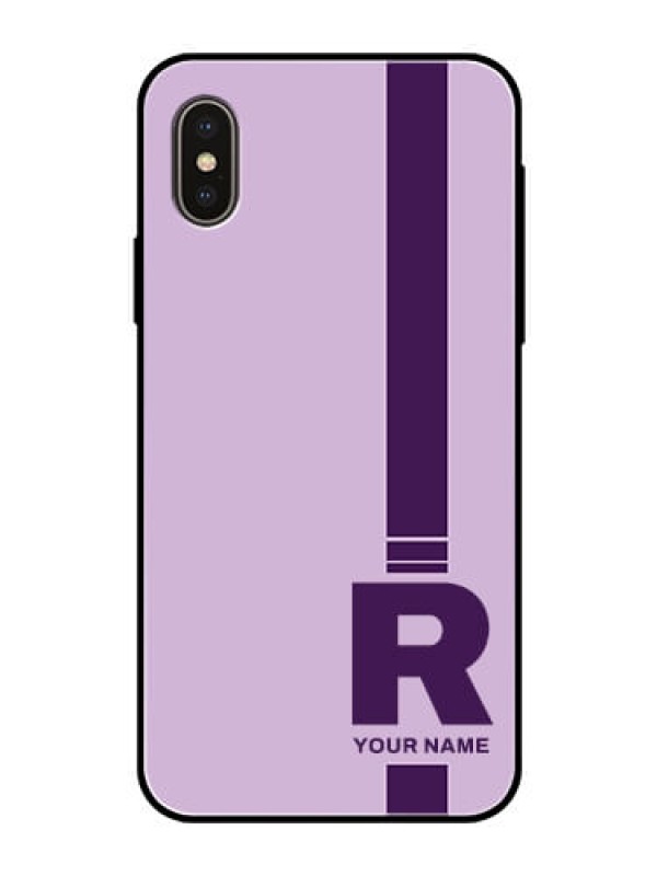 Custom iPhone Xs Photo Printing on Glass Case - Simple dual tone stripe with name Design