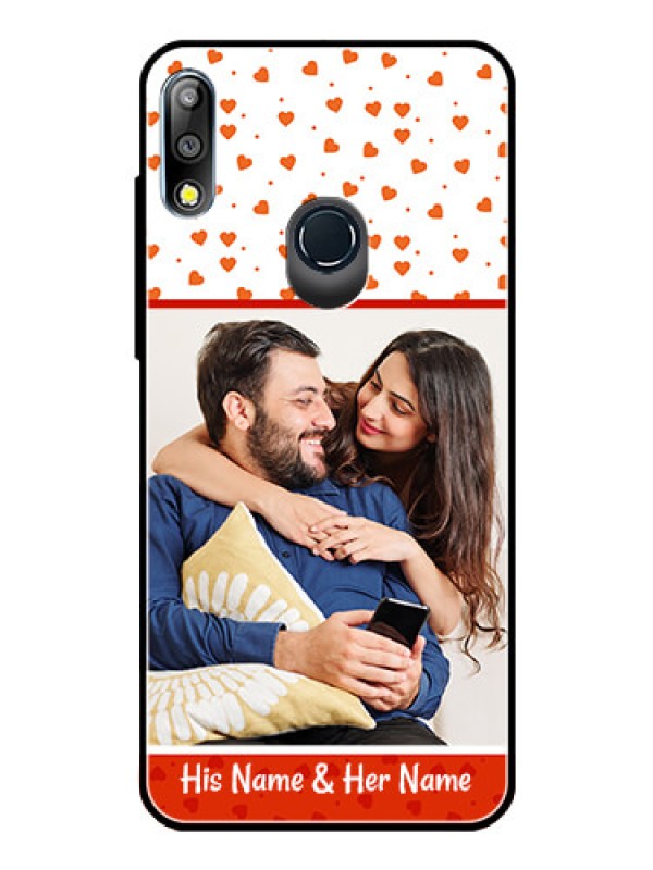 Custom Zenfone Max pro M2 Custom Glass Phone Case  - Orange Love Symbol Design