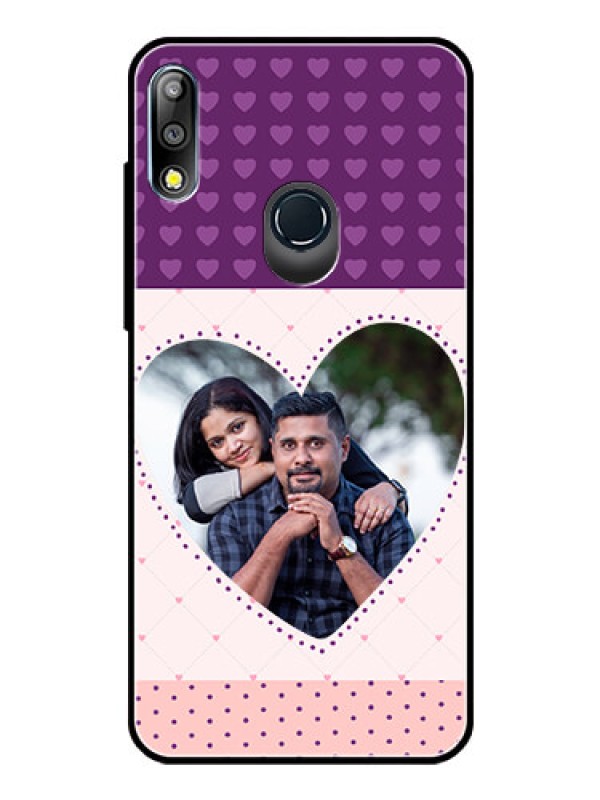 Custom Zenfone Max pro M2 Custom Glass Phone Case  - Violet Love Dots Design