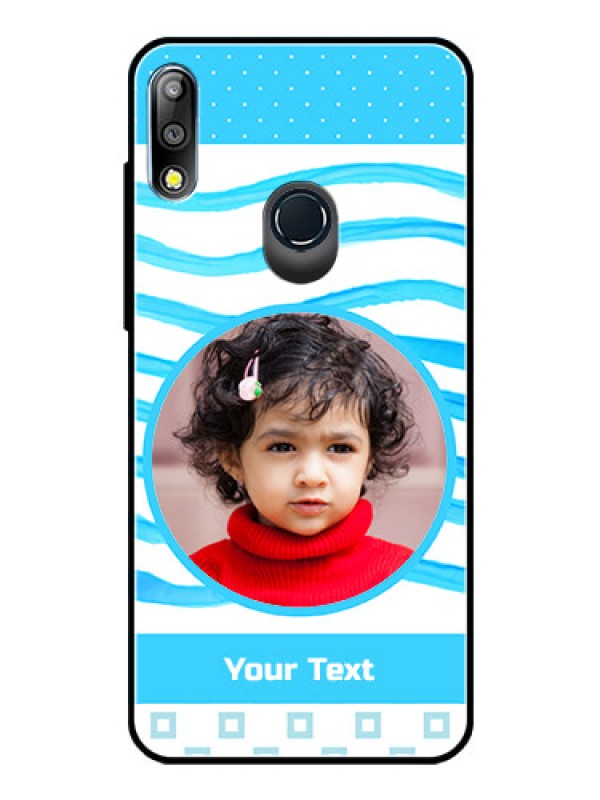 Custom Zenfone Max pro M2 Custom Glass Phone Case  - Simple Blue Case Design