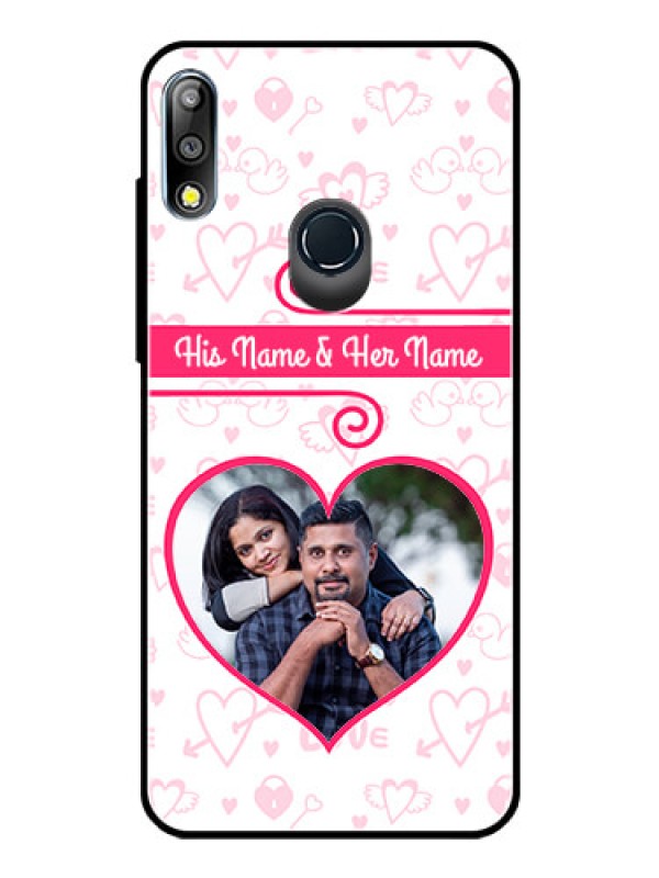 Custom Zenfone Max pro M2 Personalized Glass Phone Case  - Heart Shape Love Design