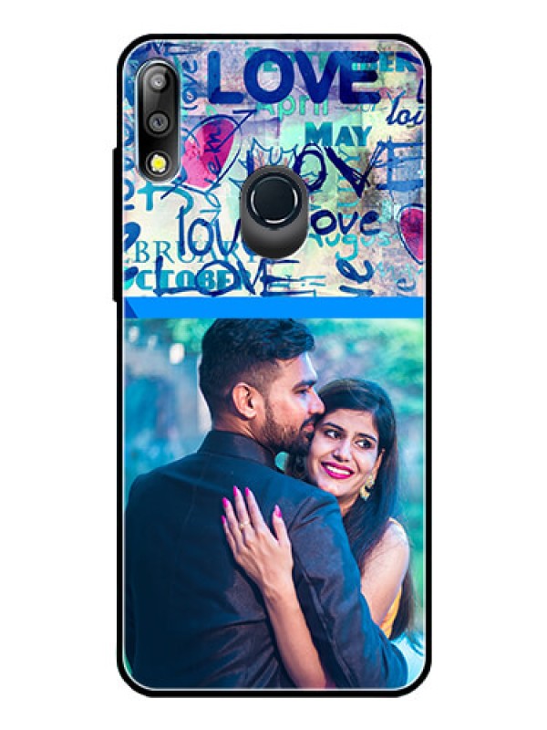 Custom Zenfone Max pro M2 Custom Glass Mobile Case  - Colorful Love Design
