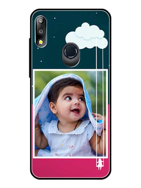 Custom Zenfone Max pro M2 Custom Glass Phone Case  - Cute Girl with Cloud Design