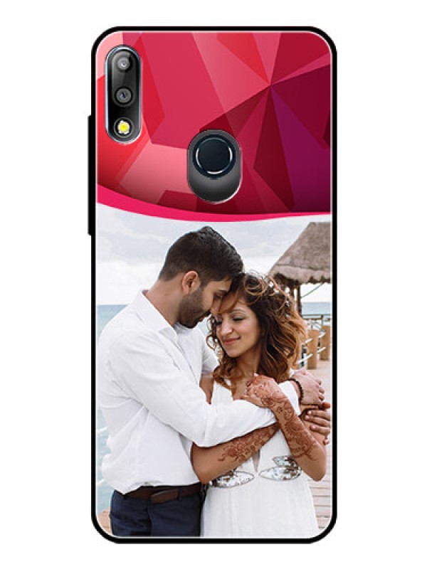 Custom Zenfone Max pro M2 Custom Glass Mobile Case  - Red Abstract Design