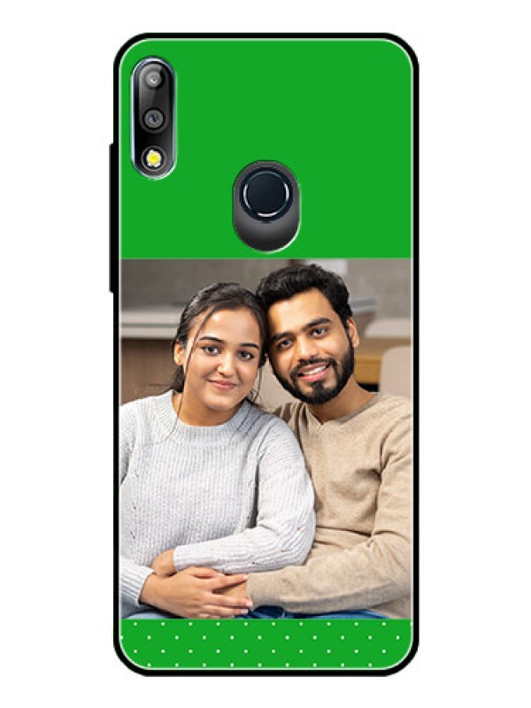 Custom Zenfone Max pro M2 Personalized Glass Phone Case  - Green Pattern Design
