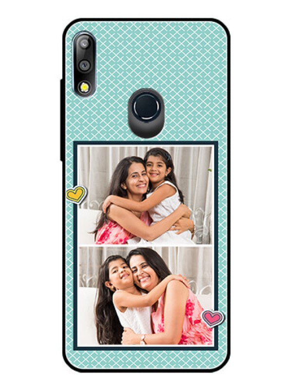 Custom Zenfone Max pro M2 Custom Glass Phone Case  - 2 Image Holder with Pattern Design