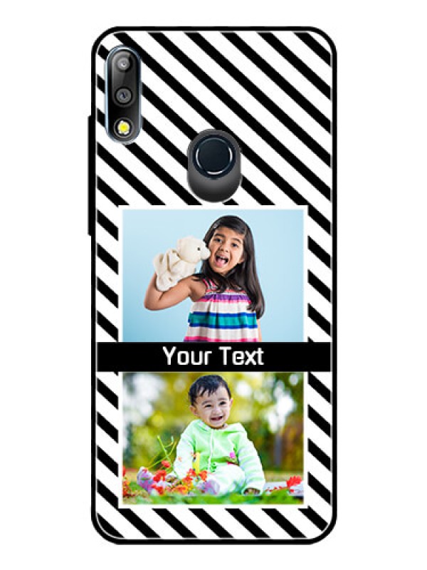 Custom Zenfone Max pro M2 Photo Printing on Glass Case  - Black And White Stripes Design