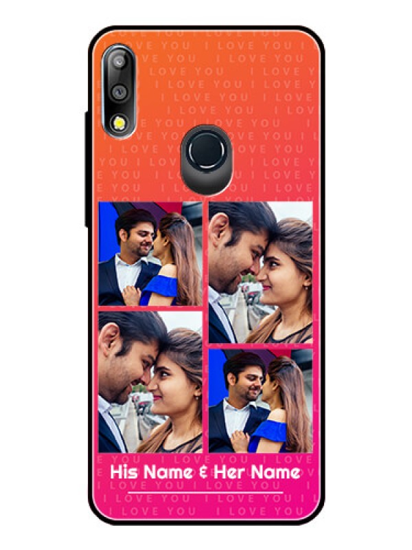Custom Zenfone Max pro M2 Custom Glass Phone Case  - I Love You Pink Design