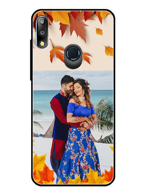Custom Zenfone Max pro M2 Photo Printing on Glass Case  - Autumn Maple Leaves Design