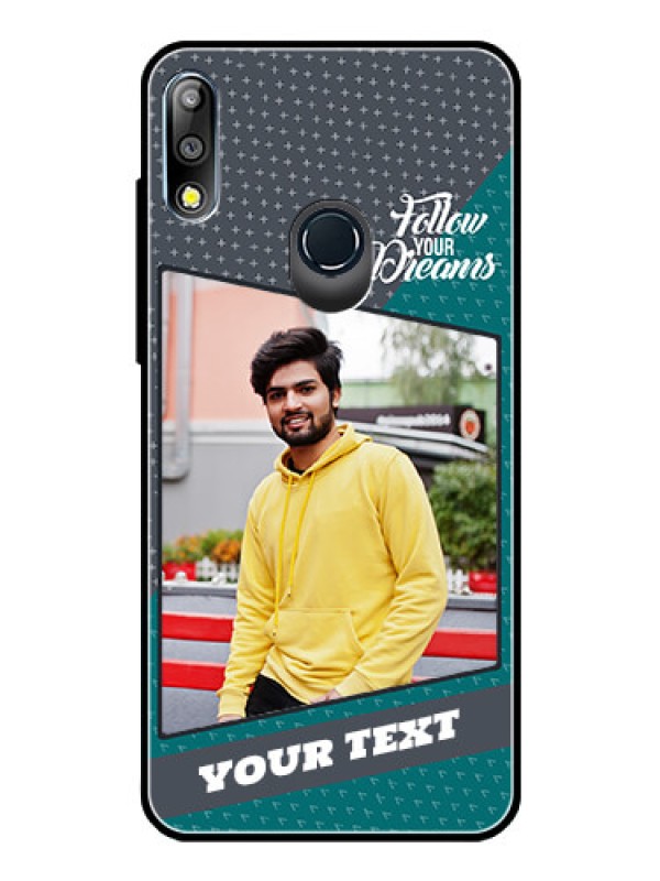 Custom Zenfone Max pro M2 Personalized Glass Phone Case  - Background Pattern Design with Quote