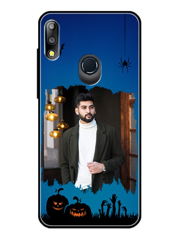 Custom Zenfone Max pro M2 Photo Printing on Glass Case  - with pro Halloween design 