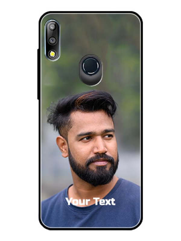 Custom Zenfone Max pro M2 Glass Mobile Cover: Photo with Text