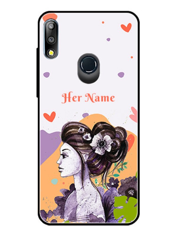Custom Zenfone Max Pro M2 Personalized Glass Phone Case - Woman And Nature Design