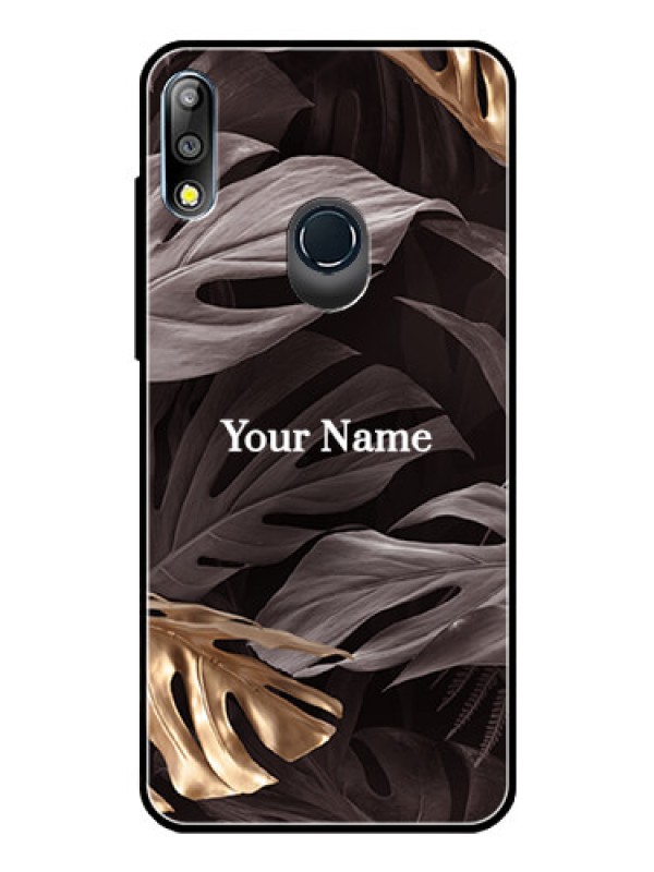 Custom Zenfone Max Pro M2 Personalised Glass Phone Case - Wild Leaves digital paint Design