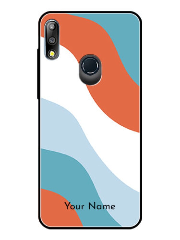 Custom Zenfone Max Pro M2 Custom Glass Mobile Case - coloured Waves Design