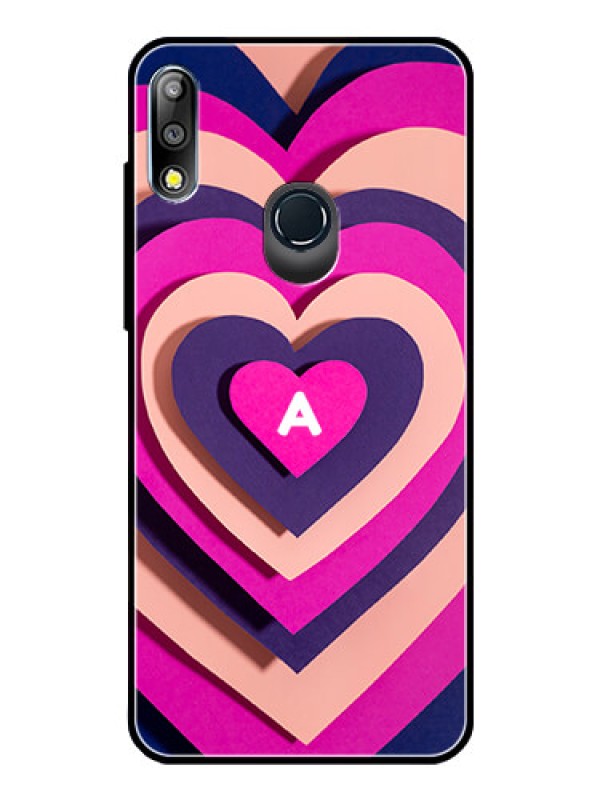 Custom Zenfone Max Pro M2 Custom Glass Mobile Case - Cute Heart Pattern Design